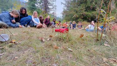 students out on the Land